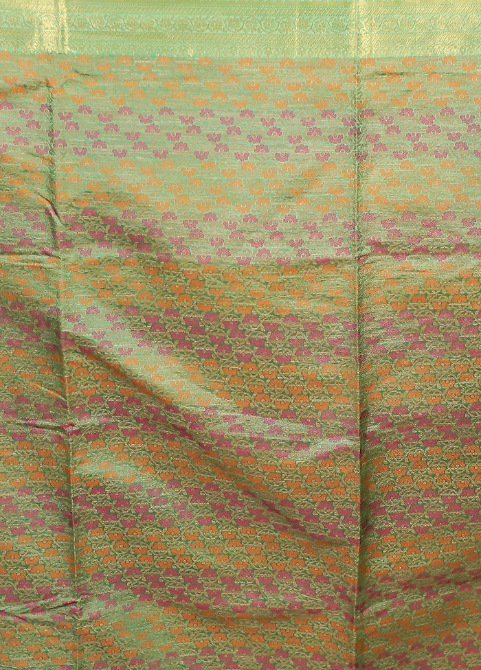 Green Dupion Silk Saree With Blouse Piece