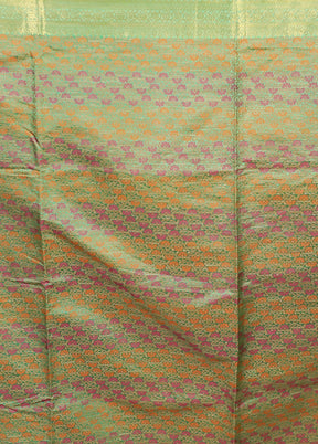 Green Dupion Silk Saree With Blouse Piece