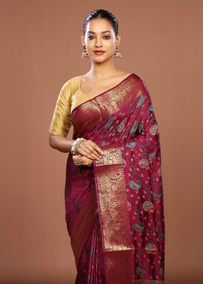 Purple Dupion Silk Saree With Blouse Piece