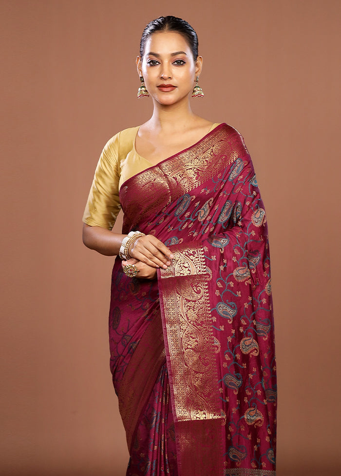 Purple Dupion Silk Saree With Blouse Piece