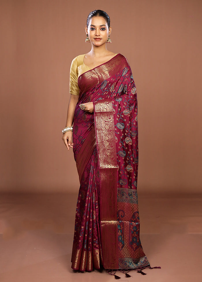 Purple Dupion Silk Saree With Blouse Piece