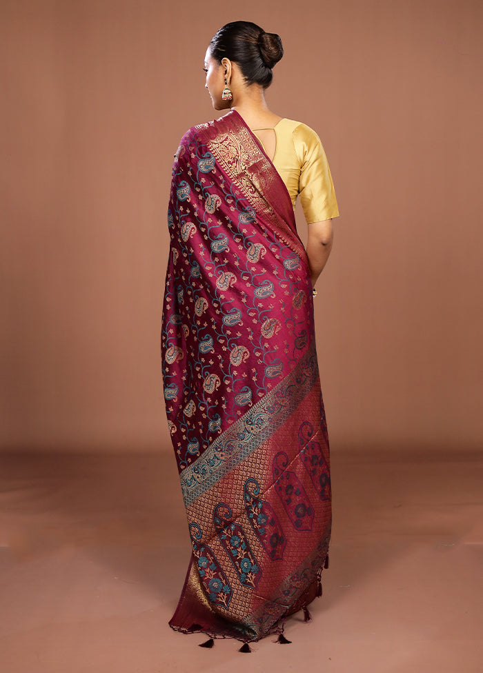 Purple Dupion Silk Saree With Blouse Piece