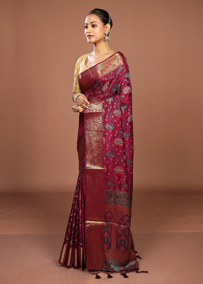 Purple Dupion Silk Saree With Blouse Piece