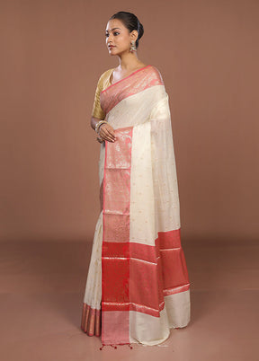 Cream Cotton Saree With Blouse Piece