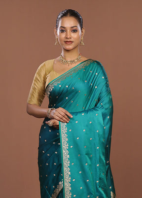 Green Banarasi Silk Saree With Blouse Piece