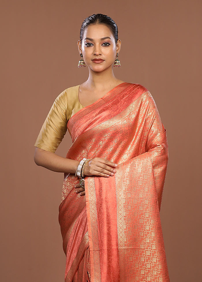Pink Dupion Silk Saree With Blouse Piece