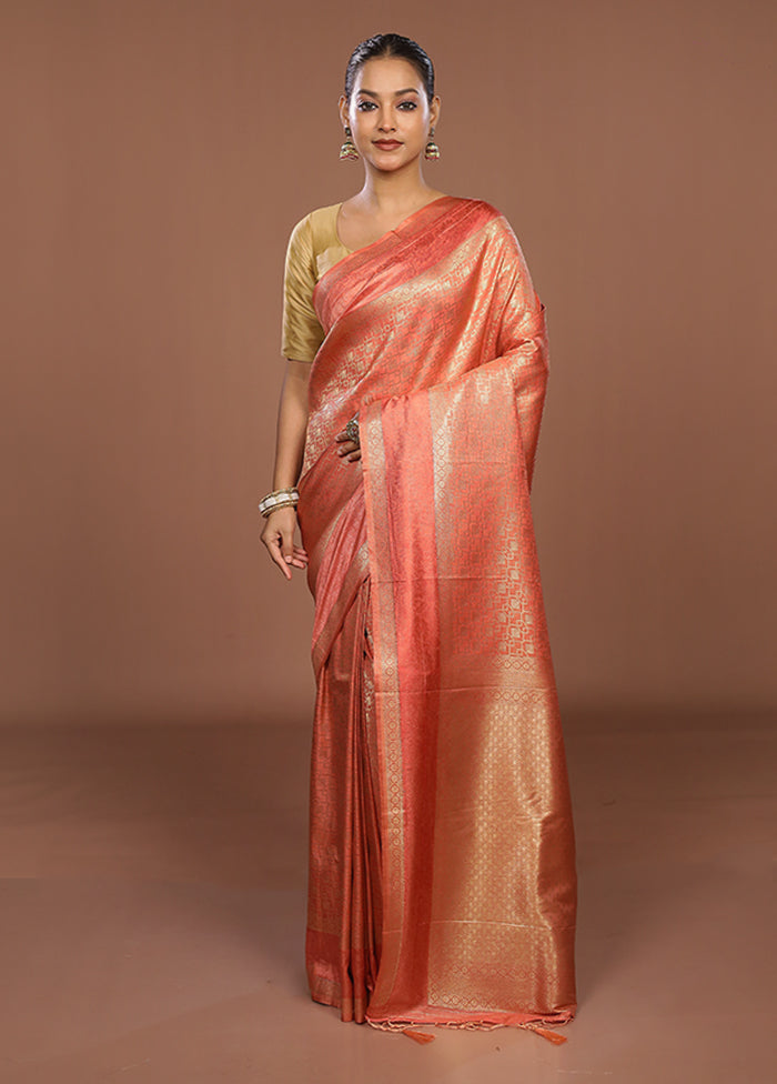 Pink Dupion Silk Saree With Blouse Piece