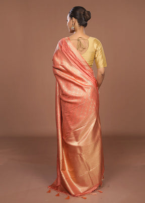 Pink Dupion Silk Saree With Blouse Piece