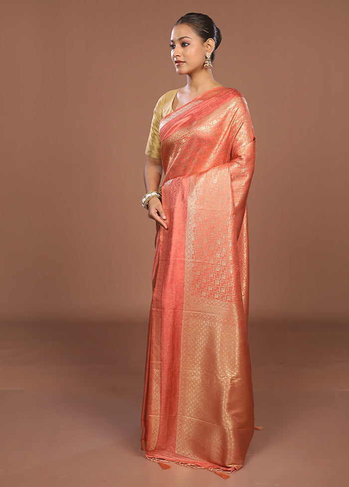 Pink Dupion Silk Saree With Blouse Piece