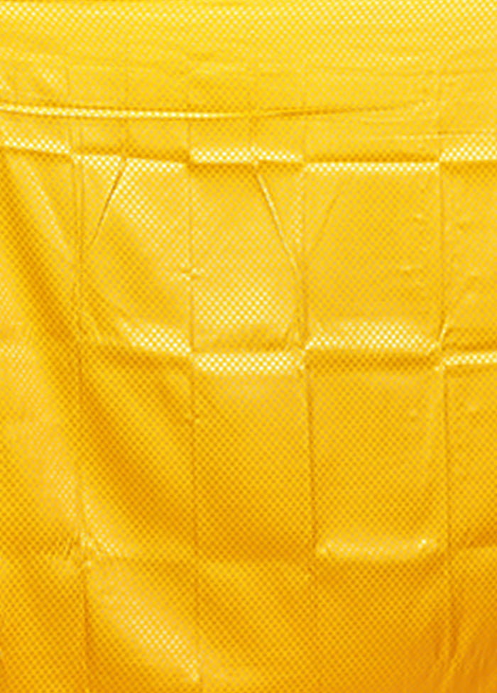 Yellow Dupion Silk Saree With Blouse Piece
