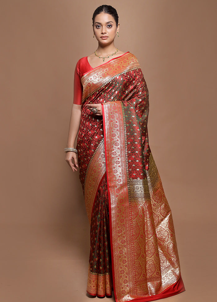 Green Tanchoi Silk Saree With Blouse Piece