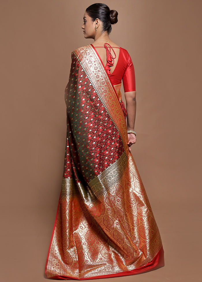 Green Tanchoi Silk Saree With Blouse Piece