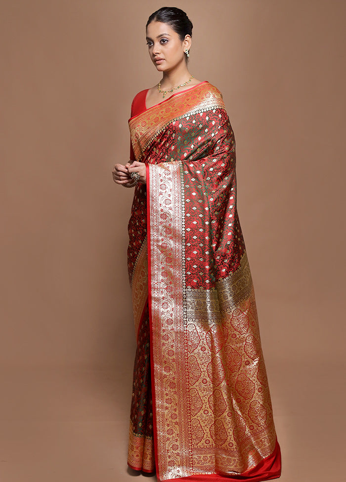 Green Tanchoi Silk Saree With Blouse Piece