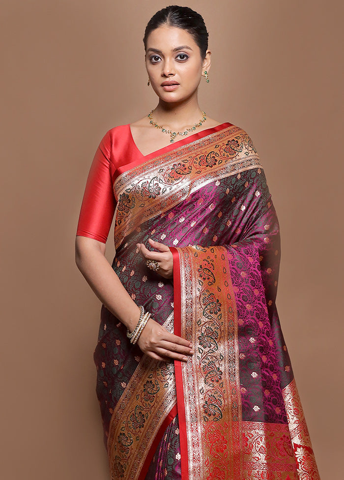 Purple Tanchoi Silk Saree With Blouse Piece
