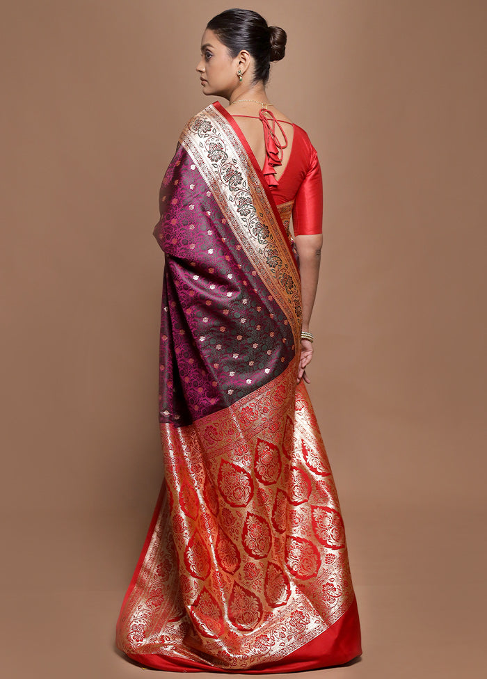 Purple Tanchoi Silk Saree With Blouse Piece