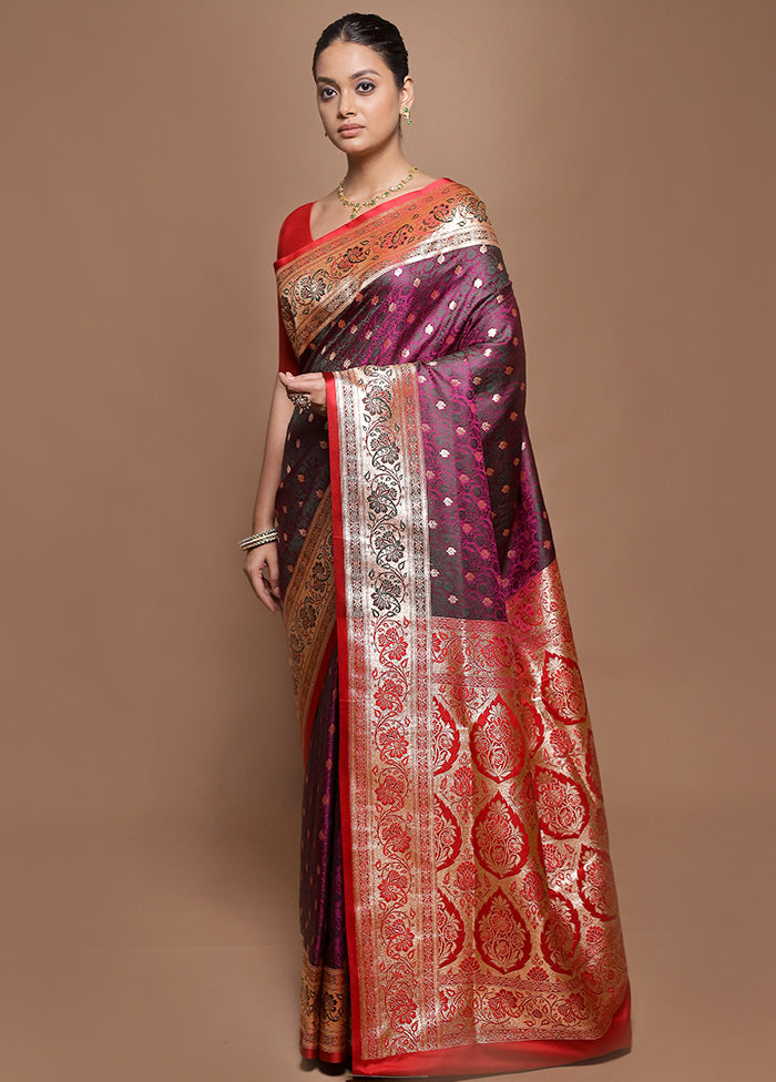 Purple Tanchoi Silk Saree With Blouse Piece