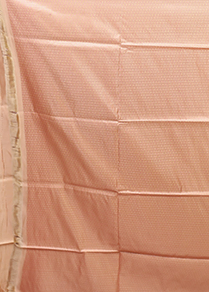 Peach Jamewar Silk Saree With Blouse Piece