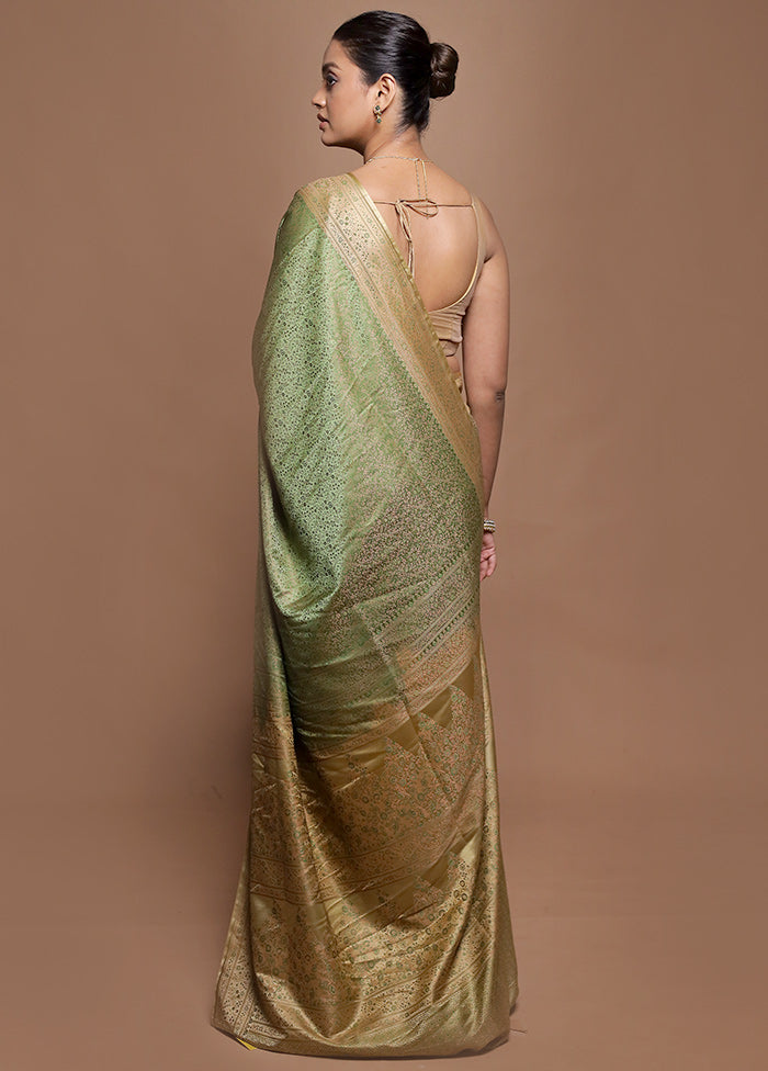 Green Jamewar Silk Saree With Blouse Piece