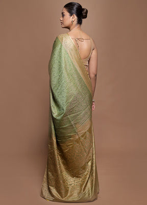 Green Jamewar Silk Saree With Blouse Piece
