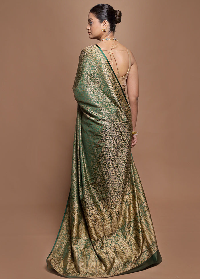 Green Jamewar Silk Saree With Blouse Piece