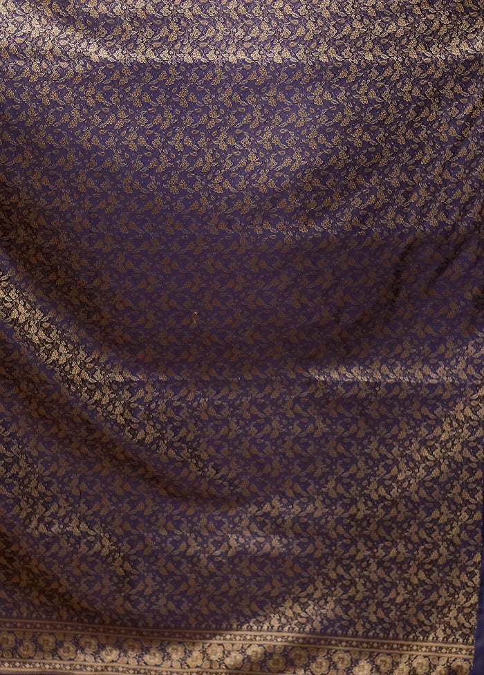 Blue Jamewar Silk Saree With Blouse Piece