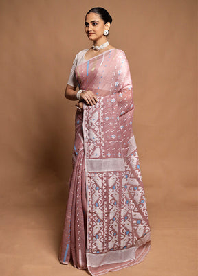 Cream Tant Jamdani Saree Without Blouse Piece