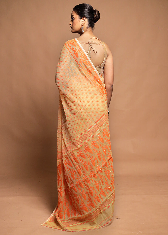 Yellow Tant Jamdani Saree Without Blouse Piece