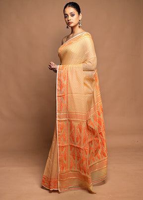 Yellow Tant Jamdani Saree Without Blouse Piece