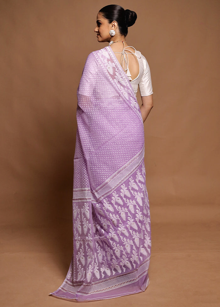 Purple Tant Jamdani Saree Without Blouse Piece