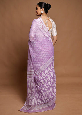 Purple Tant Jamdani Saree Without Blouse Piece