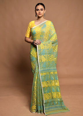 Yellow Tant Jamdani Saree Without Blouse Piece