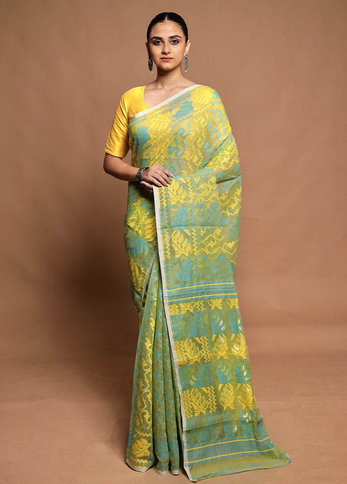 Yellow Tant Jamdani Saree Without Blouse Piece
