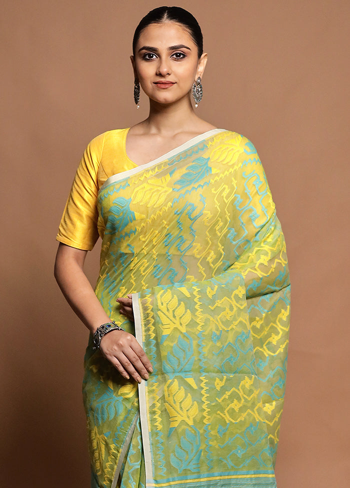 Yellow Tant Jamdani Saree Without Blouse Piece