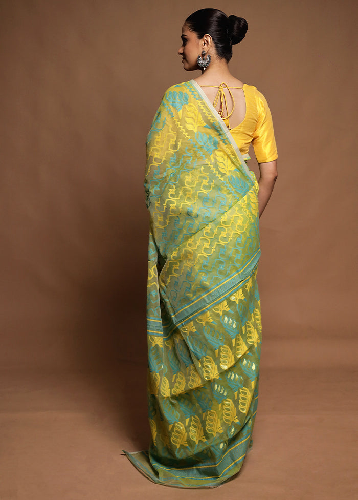 Yellow Tant Jamdani Saree Without Blouse Piece