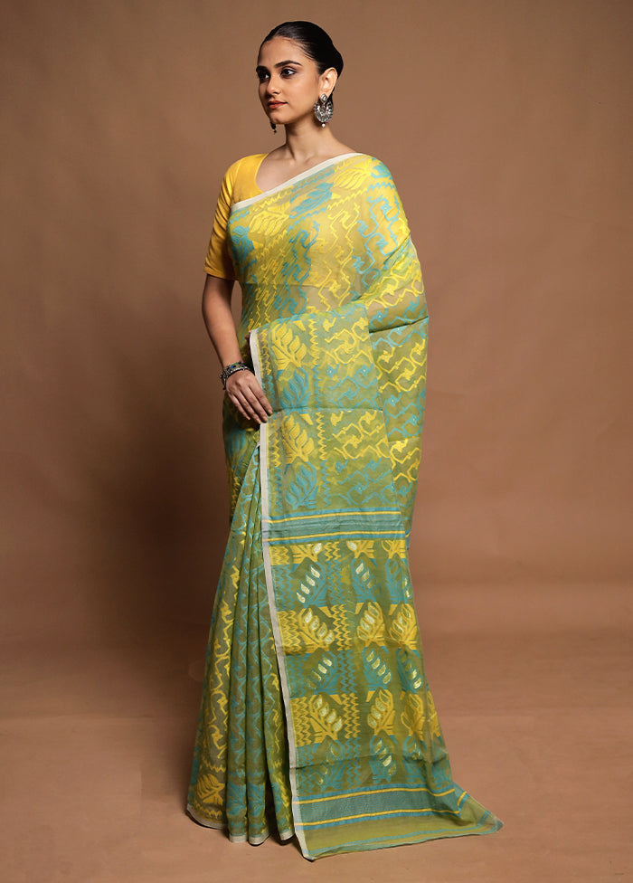 Yellow Tant Jamdani Saree Without Blouse Piece