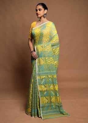 Yellow Tant Jamdani Saree Without Blouse Piece