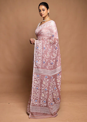 Pink Tant Jamdani Saree Without Blouse Piece