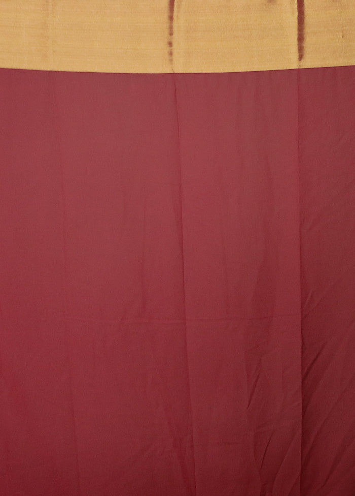 Maroon Chiffon Silk Saree With Blouse Piece