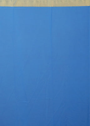 Blue Chiffon Silk Saree With Blouse Piece
