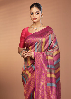 Multicolor Dupion Silk Saree With Blouse Piece