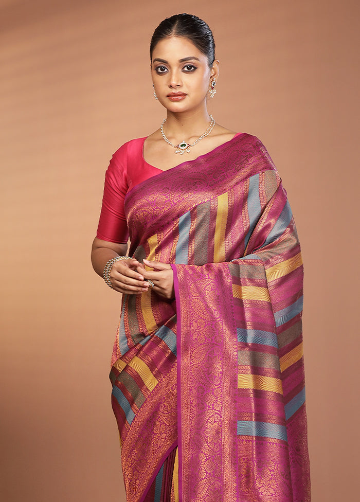 Multicolor Dupion Silk Saree With Blouse Piece