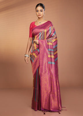 Multicolor Dupion Silk Saree With Blouse Piece