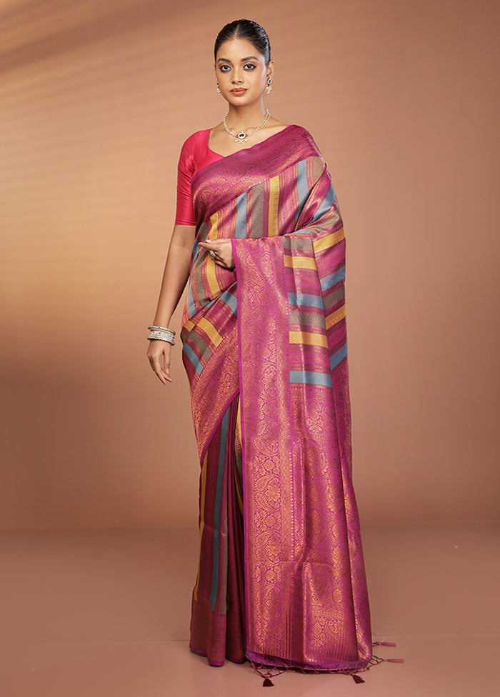 Multicolor Dupion Silk Saree With Blouse Piece