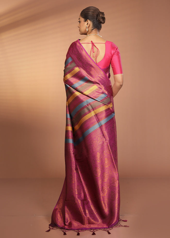Multicolor Dupion Silk Saree With Blouse Piece