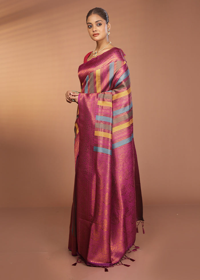 Multicolor Dupion Silk Saree With Blouse Piece