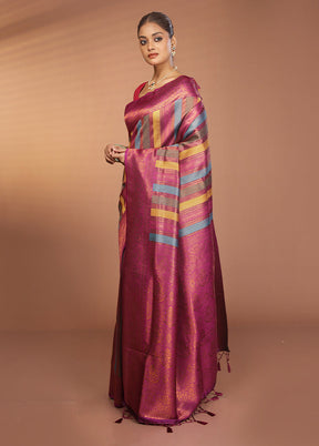 Multicolor Dupion Silk Saree With Blouse Piece