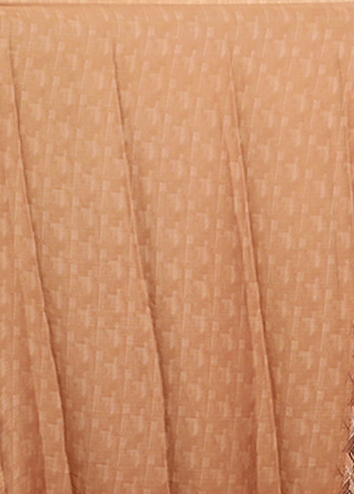 Cream Chiffon Silk Saree With Blouse Piece