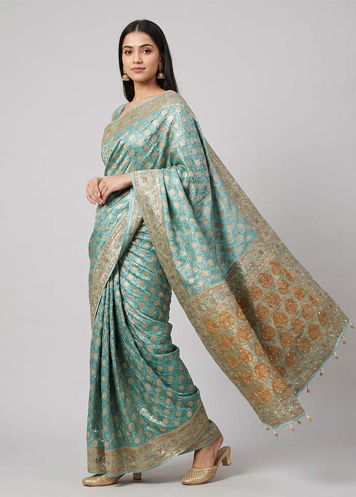 Green Handloom Dupion Pure Silk Saree With Blouse Piece