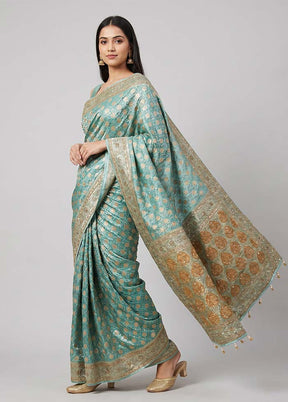 Green Handloom Dupion Pure Silk Saree With Blouse Piece