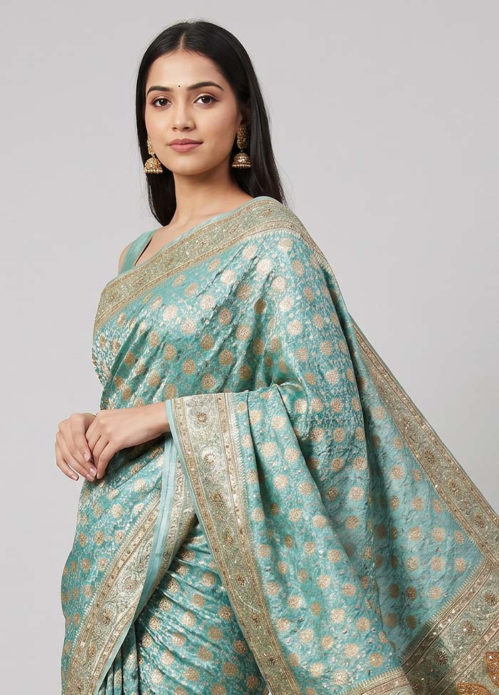 Green Handloom Dupion Pure Silk Saree With Blouse Piece